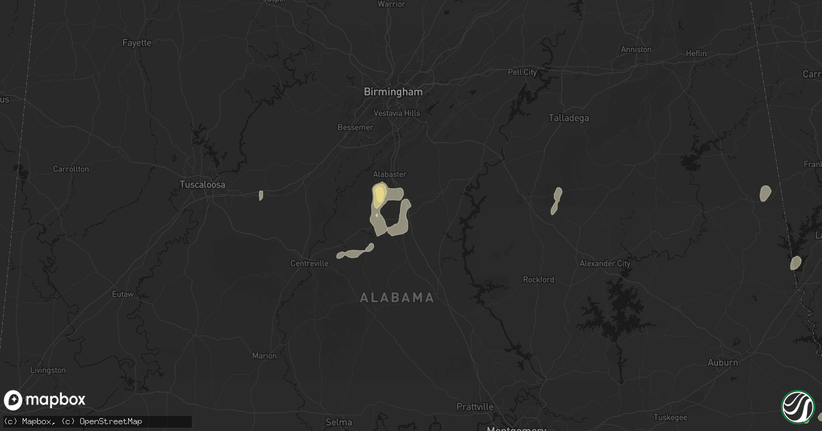 Hail map in Calera, AL on September 22, 2026
