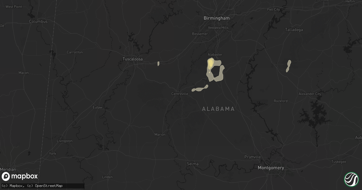 Hail map in Centreville, AL on September 22, 2026