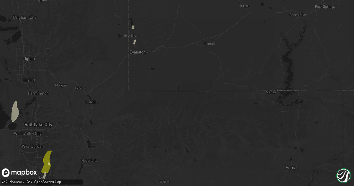 Hail map in Evanston, WY on September 22, 2026