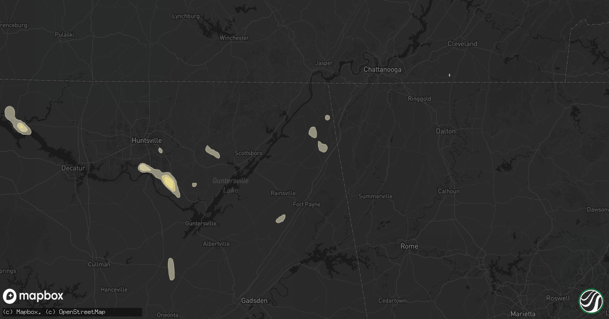 Hail map in Henagar, AL on September 22, 2026