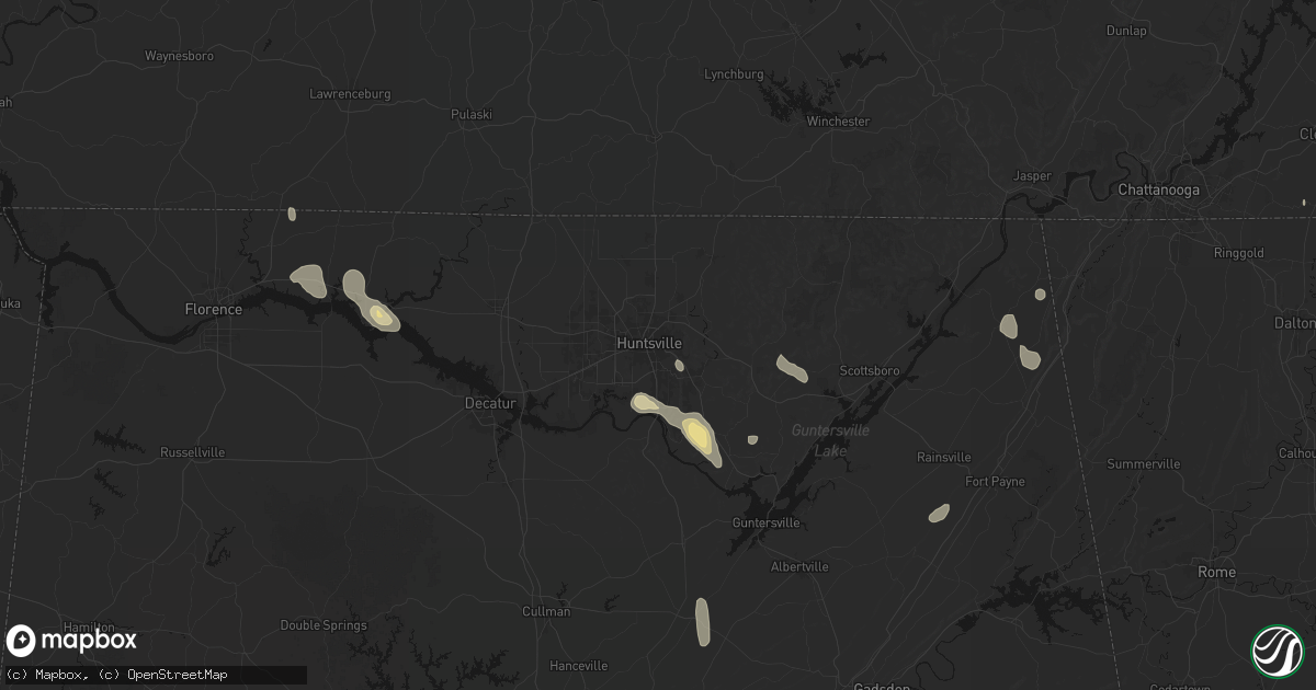 Hail map in Huntsville, AL on September 22, 2026