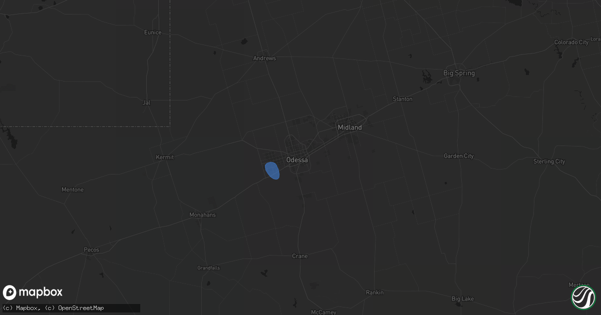 Hail map in Odessa, TX on September 22, 2026