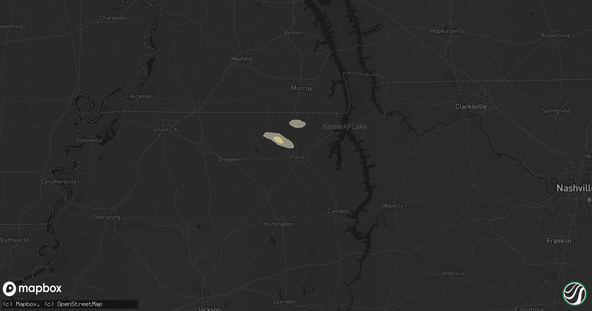 Hail map in Paris, TN on September 22, 2026