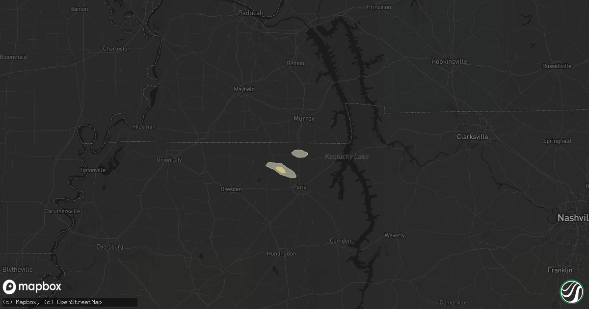 Hail map in Puryear, TN on September 22, 2026