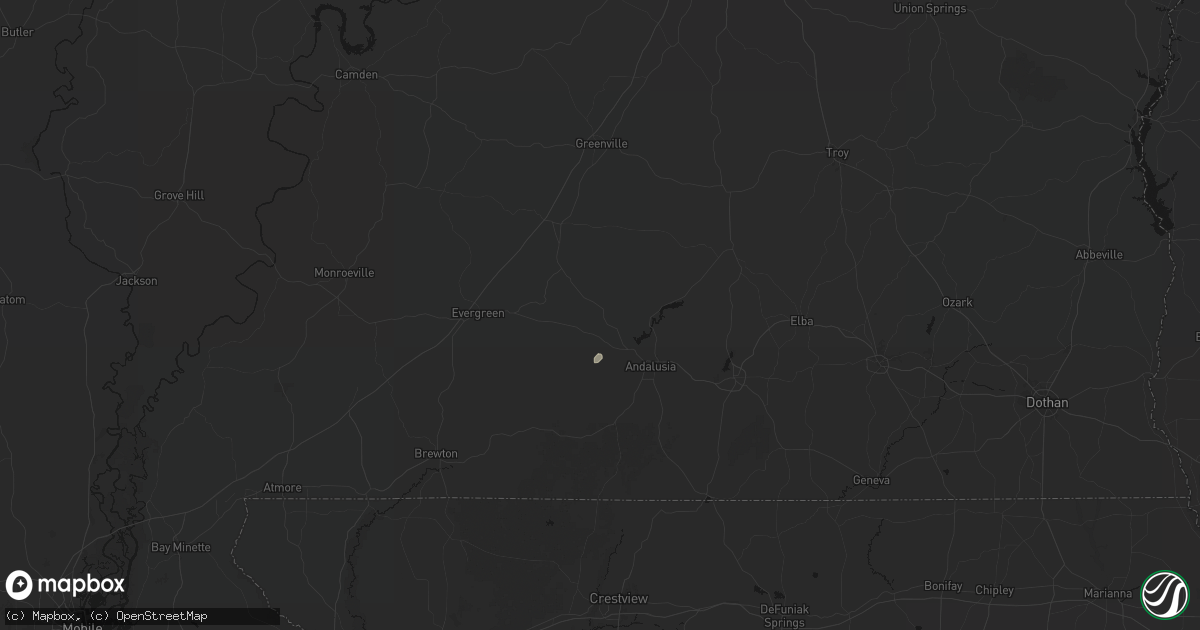 Hail map in Red Level, AL on September 22, 2026