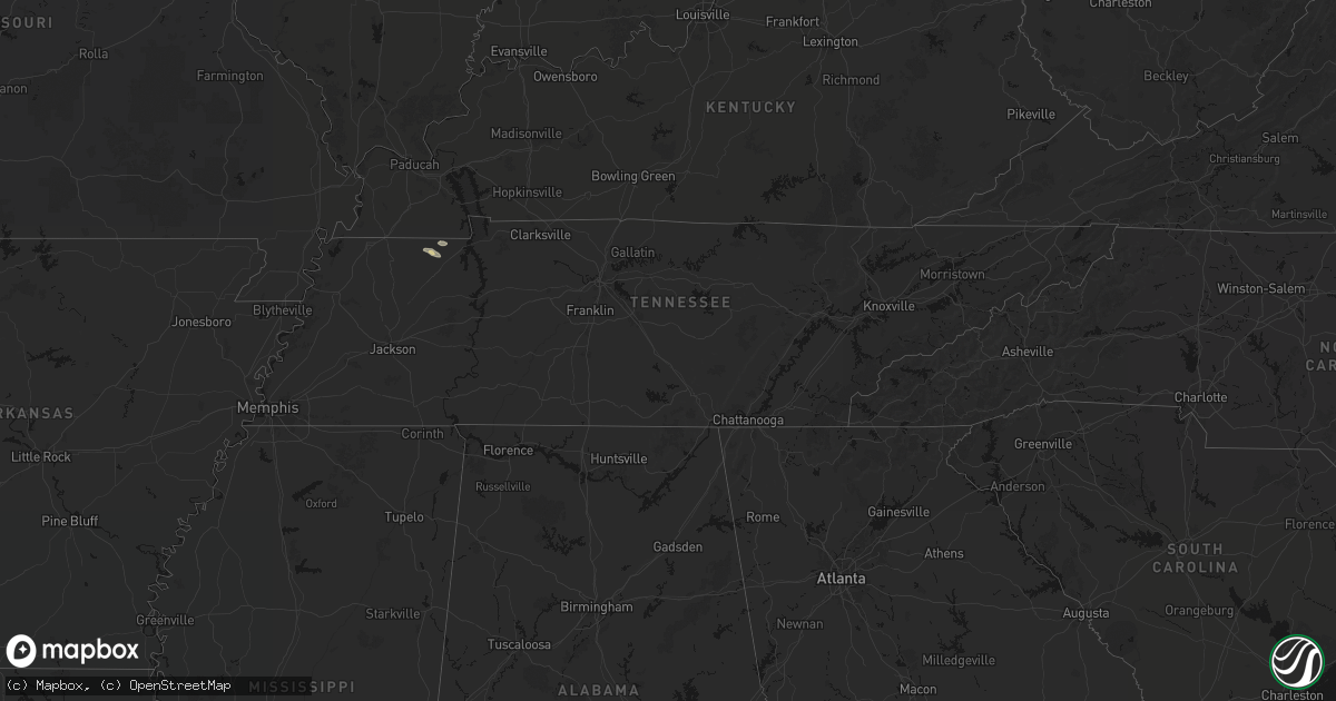 Hail map in Tennessee on September 22, 2026