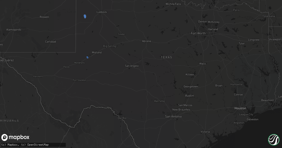 Hail map in Texas on September 22, 2026