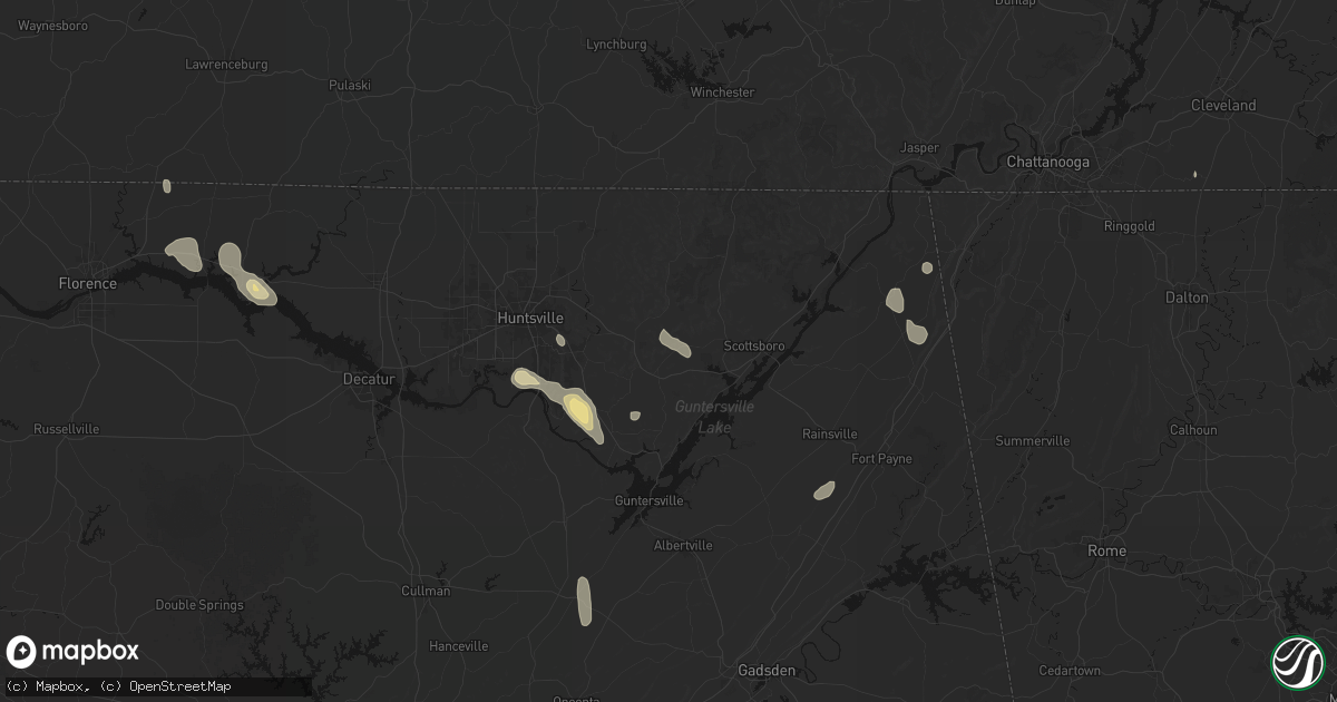 Hail map in Woodville, AL on September 22, 2026