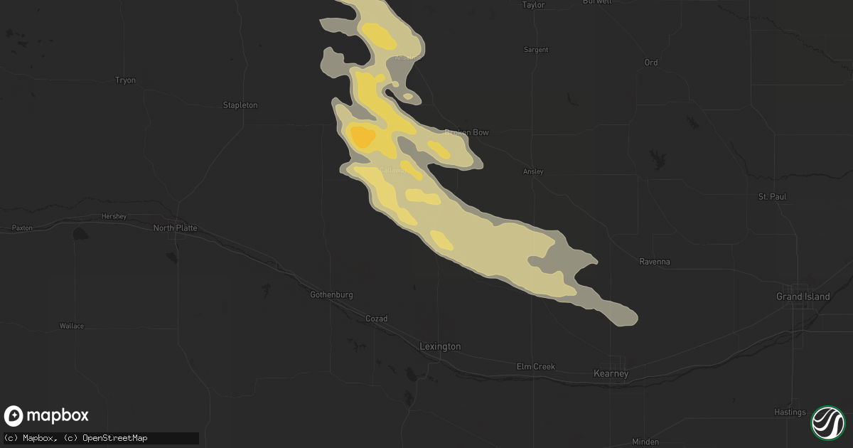Hail map in Oconto, NE on September 23, 2014