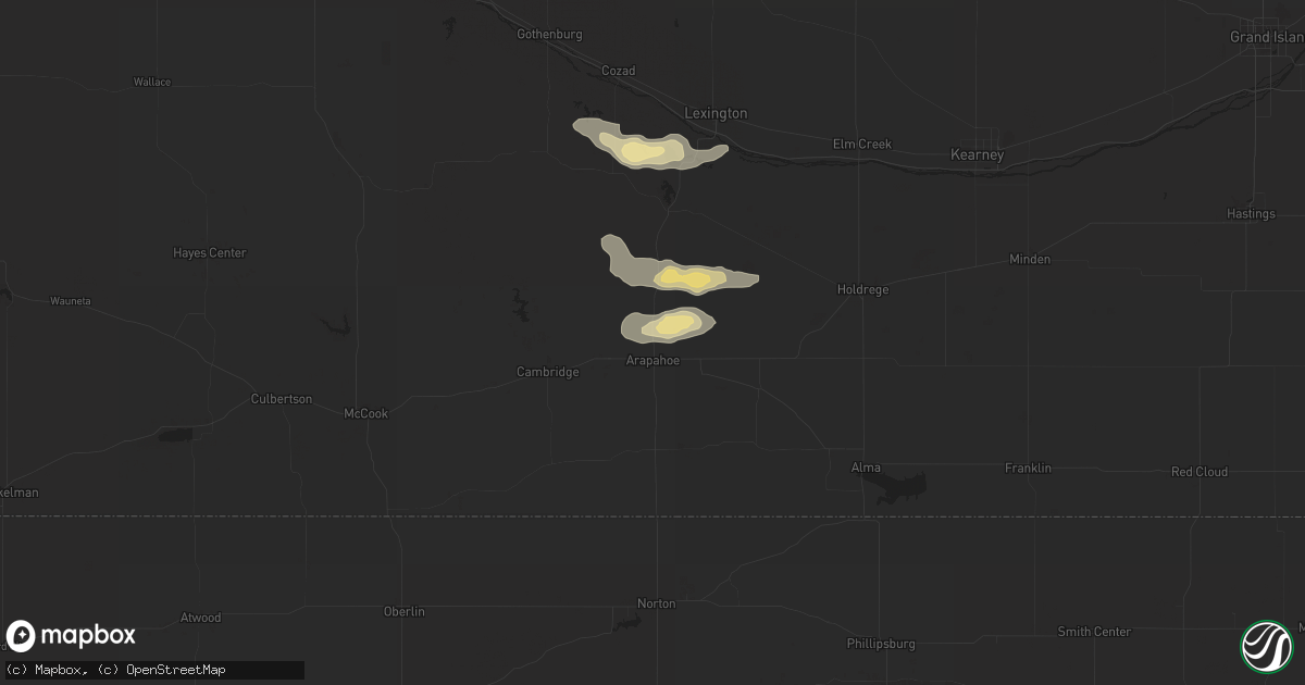 Hail map in Arapahoe, NE on September 23, 2015