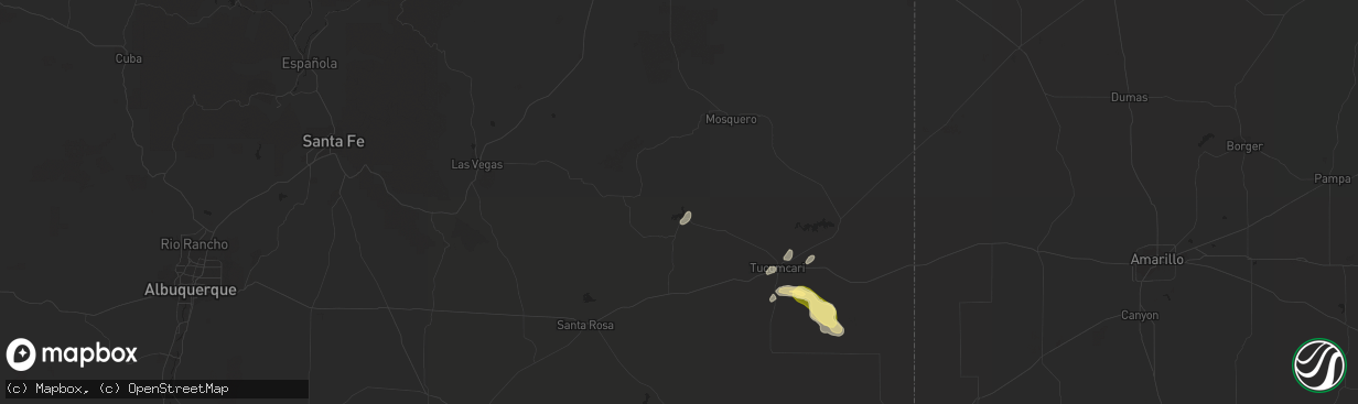 Hail map in Conchas Dam, NM on September 23, 2015