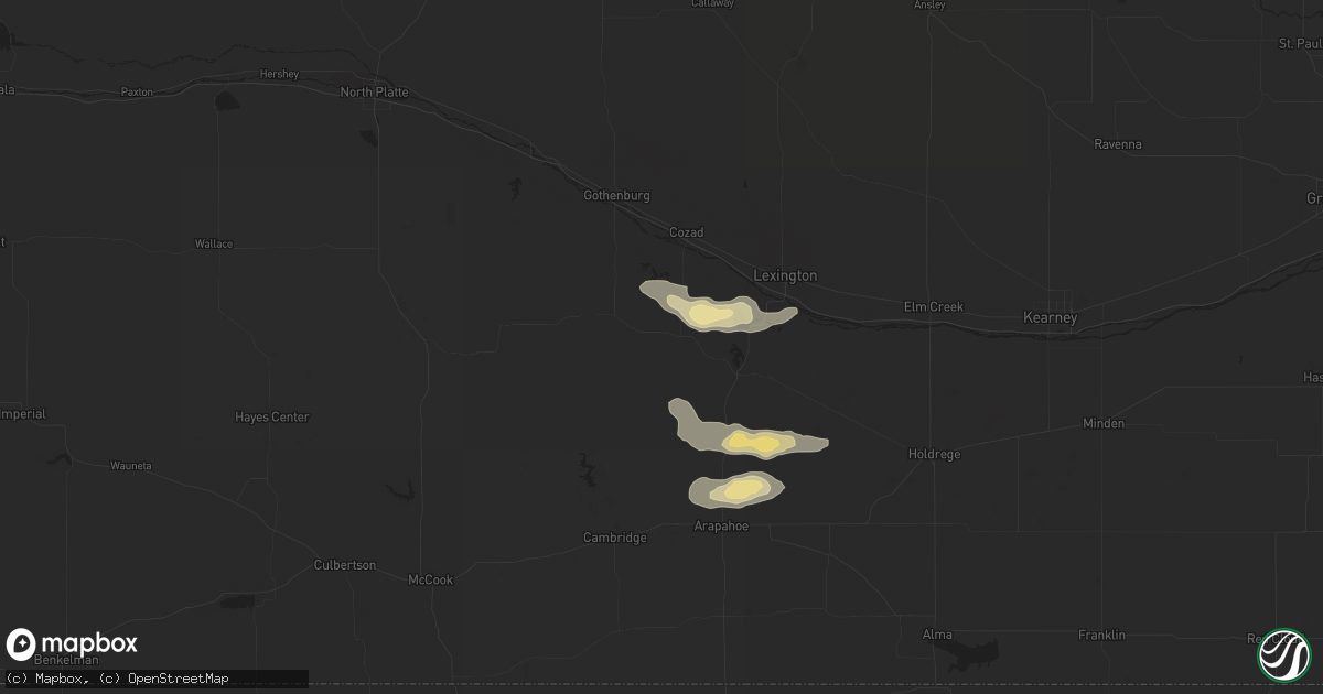 Hail map in Eustis, NE on September 23, 2015