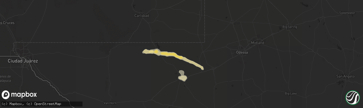 Hail map in Mentone, TX on September 23, 2015