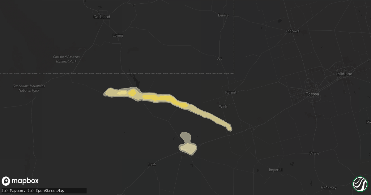 Hail map in Mentone, TX on September 23, 2015