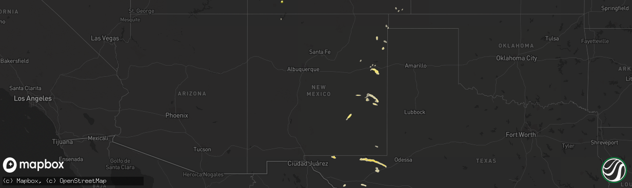 Hail map in New Mexico on September 23, 2015