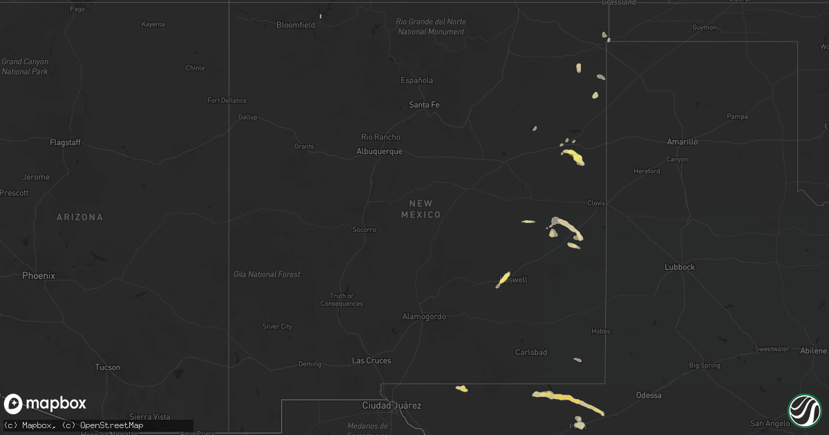 Hail map in New Mexico on September 23, 2015