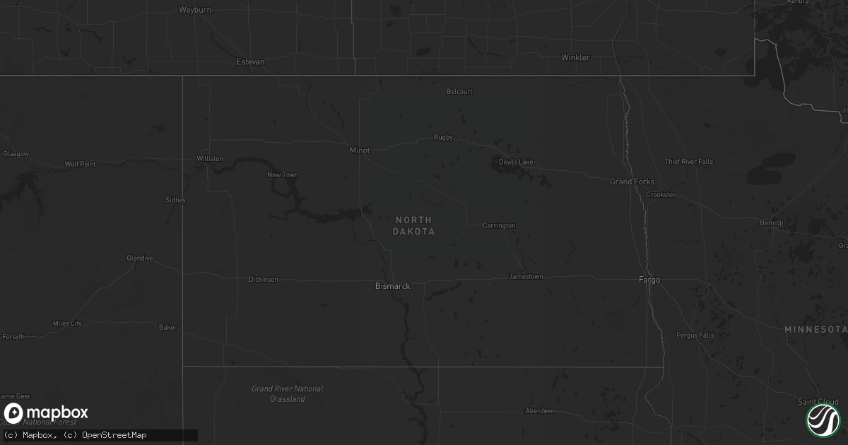Hail map in North Dakota on September 23, 2015
