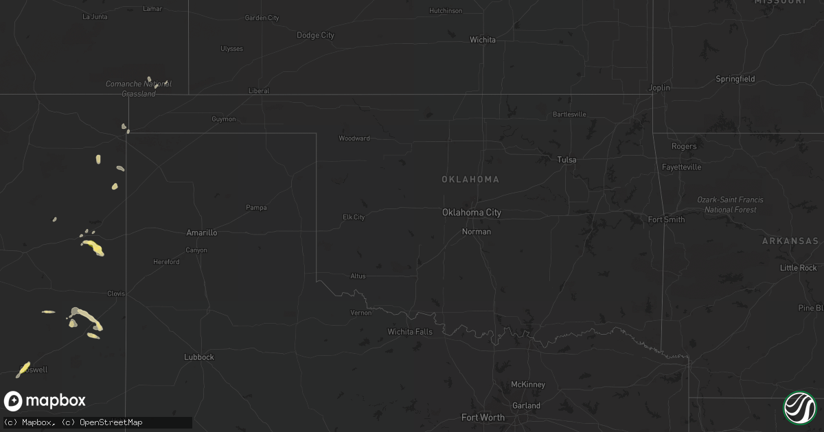Hail map in Oklahoma on September 23, 2015