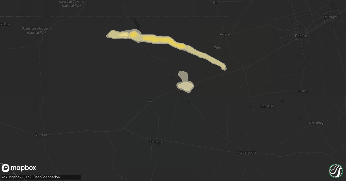 Hail map in Pecos, TX on September 23, 2015
