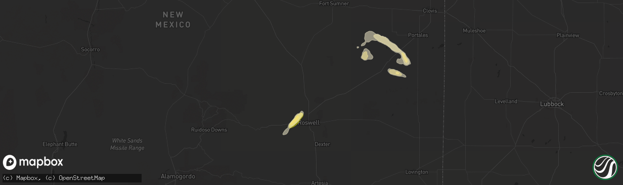 Hail map in Roswell, NM on September 23, 2015