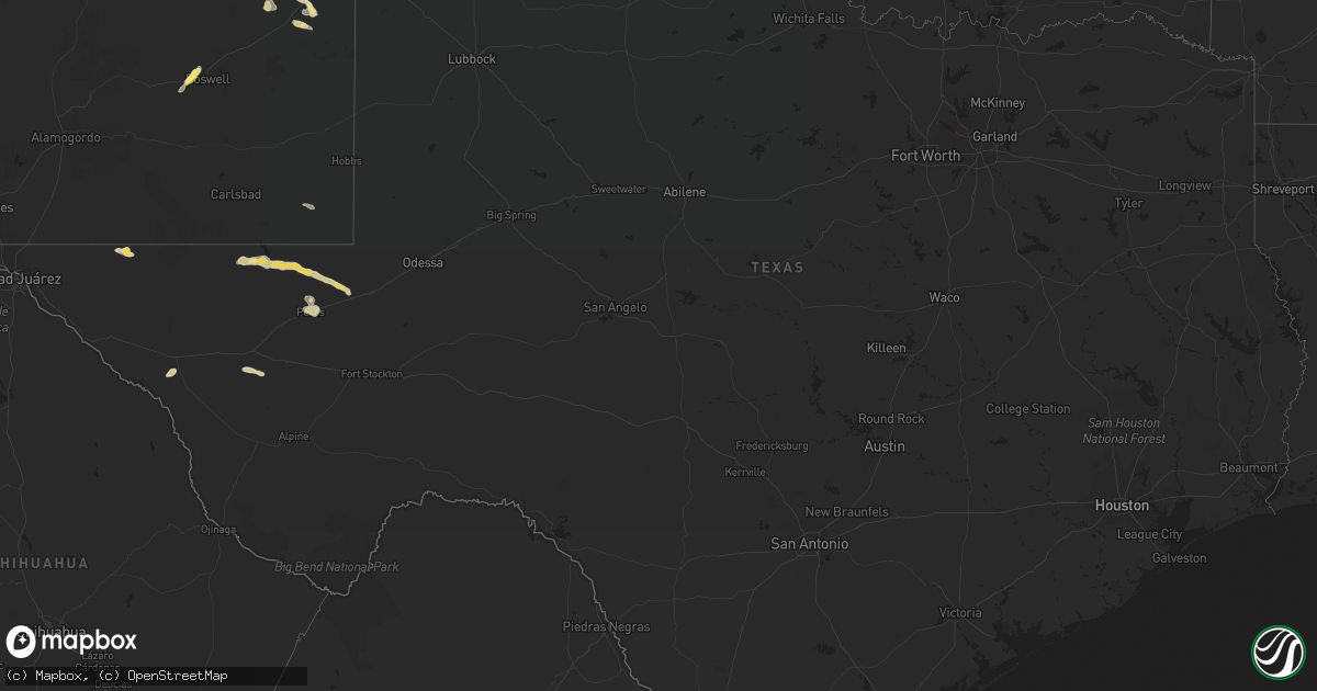 Hail map in Texas on September 23, 2015