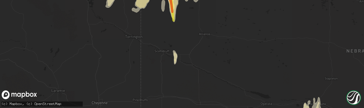 Hail map in Bayard, NE on September 23, 2016