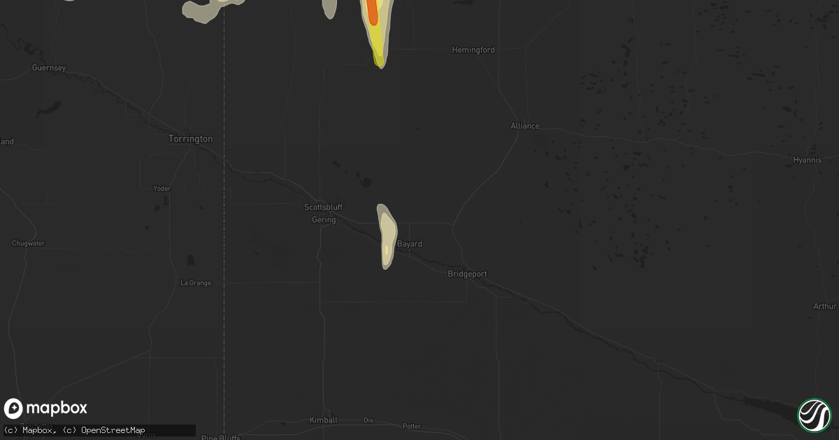 Hail map in Bayard, NE on September 23, 2016