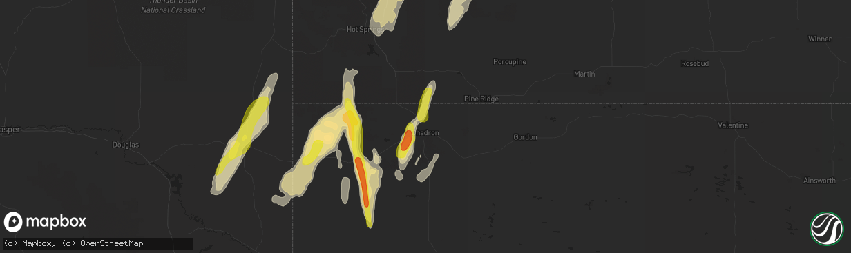 Hail map in Chadron, NE on September 23, 2016