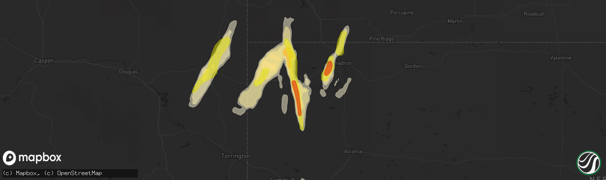 Hail map in Crawford, NE on September 23, 2016