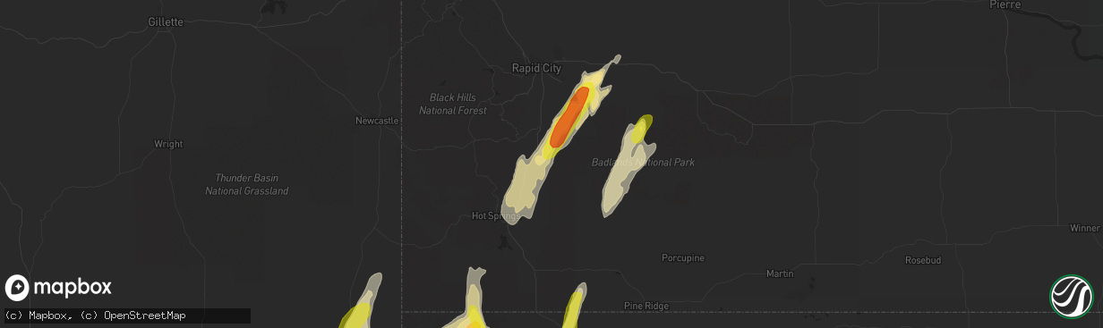 Hail map in Fairburn, SD on September 23, 2016