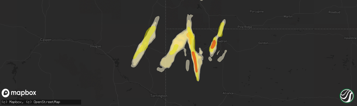 Hail map in Harrison, NE on September 23, 2016