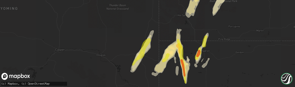 Hail map in Lusk, WY on September 23, 2016