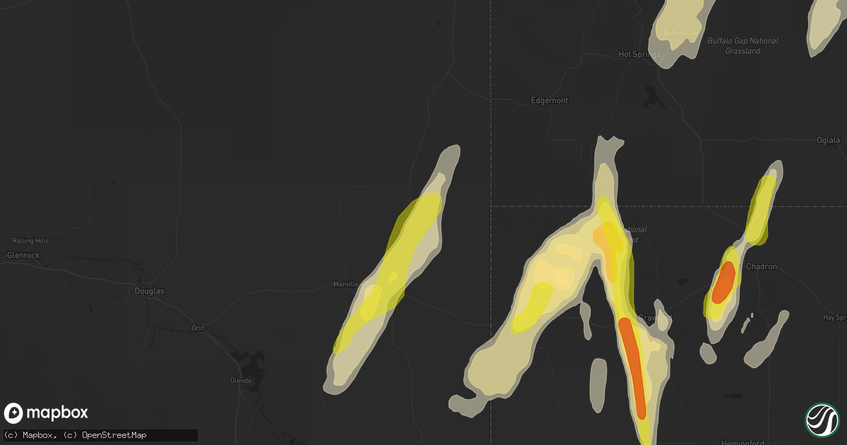Hail map in Lusk, WY on September 23, 2016
