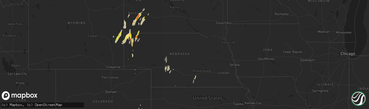 Hail map in Nebraska on September 23, 2016