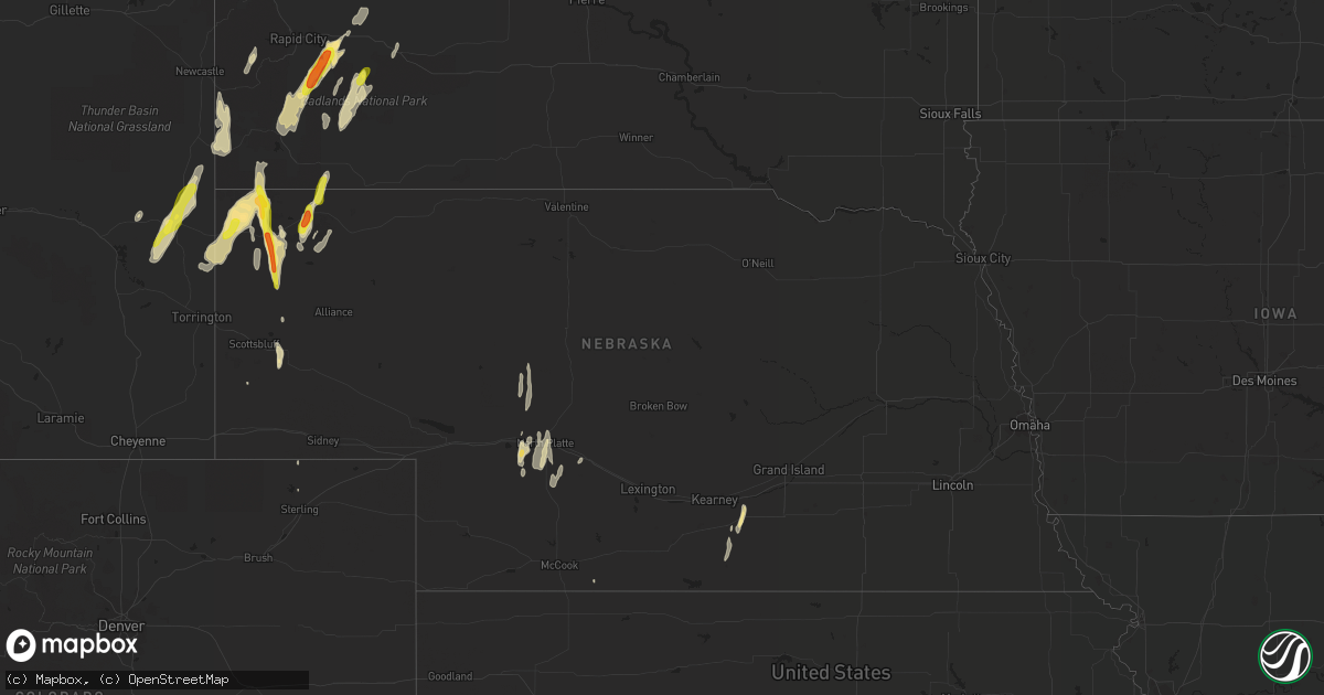 Hail map in Nebraska on September 23, 2016