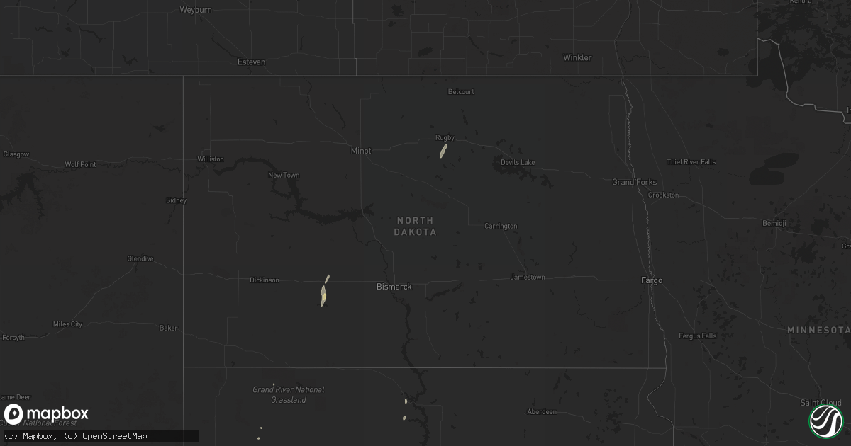 Hail map in North Dakota on September 23, 2016