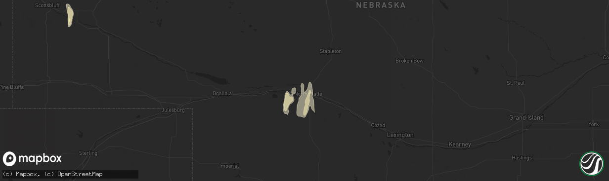 Hail map in North Platte, NE on September 23, 2016