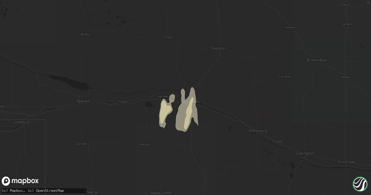 Hail map in North Platte, NE on September 23, 2016