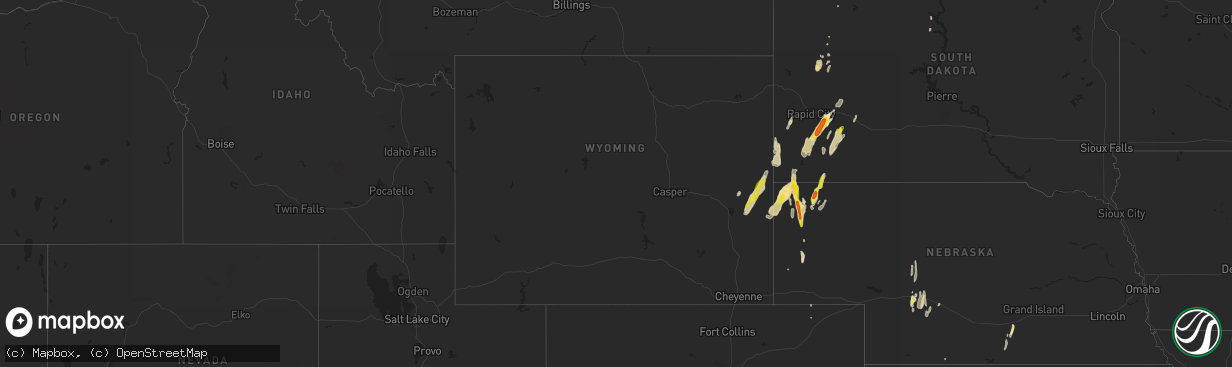 Hail map in Wyoming on September 23, 2016