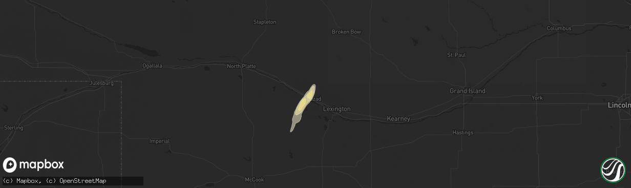 Hail map in Cozad, NE on September 23, 2017