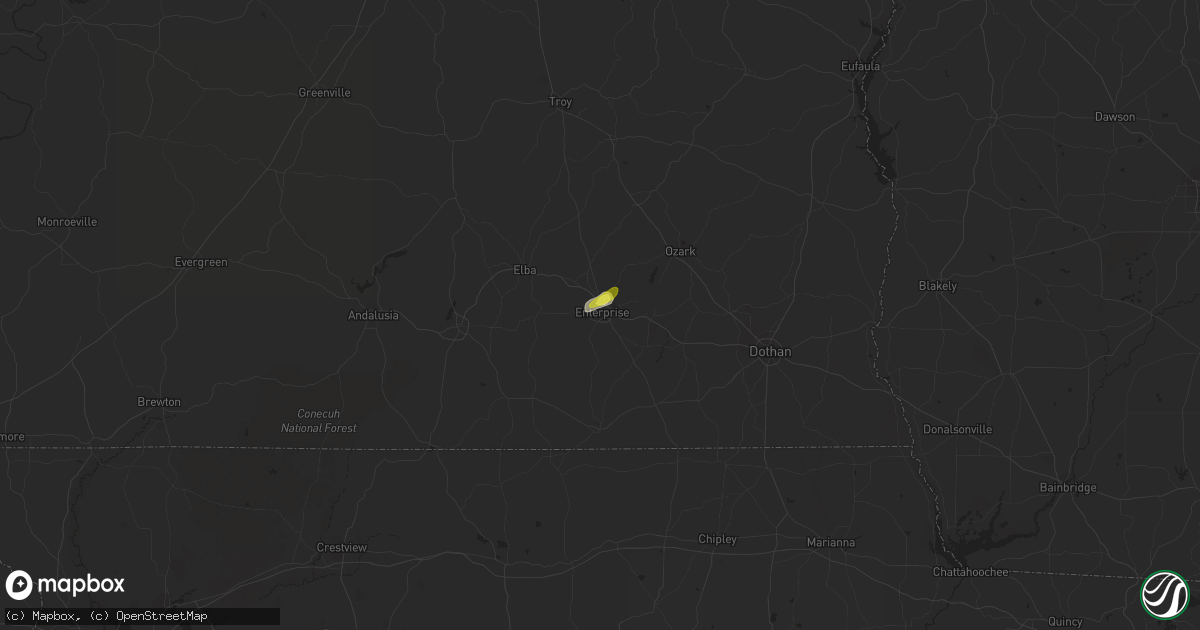 Hail map in Enterprise, AL on September 23, 2017