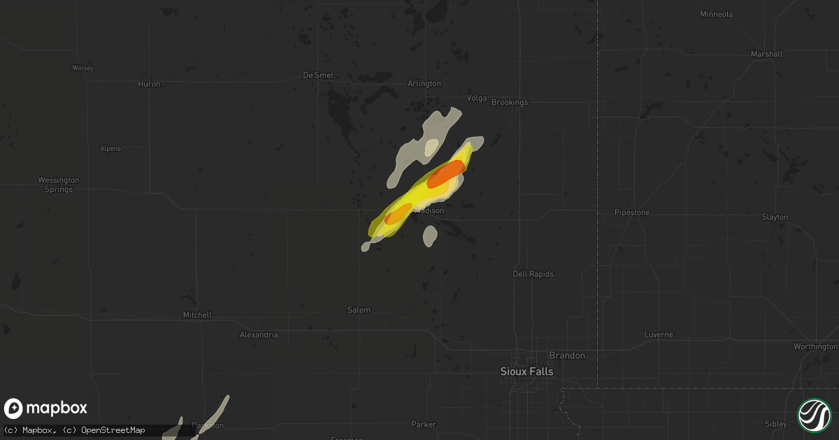 Hail map in Madison, SD on September 23, 2017