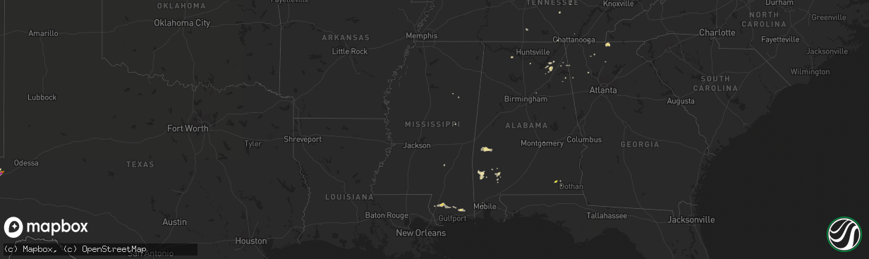 Hail map in Mississippi on September 23, 2017