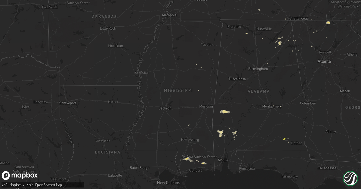 Hail map in Mississippi on September 23, 2017