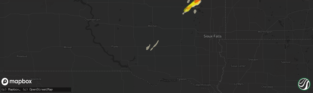 Hail map in Parkston, SD on September 23, 2017