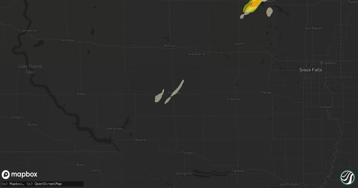 Hail map in Parkston, SD on September 23, 2017