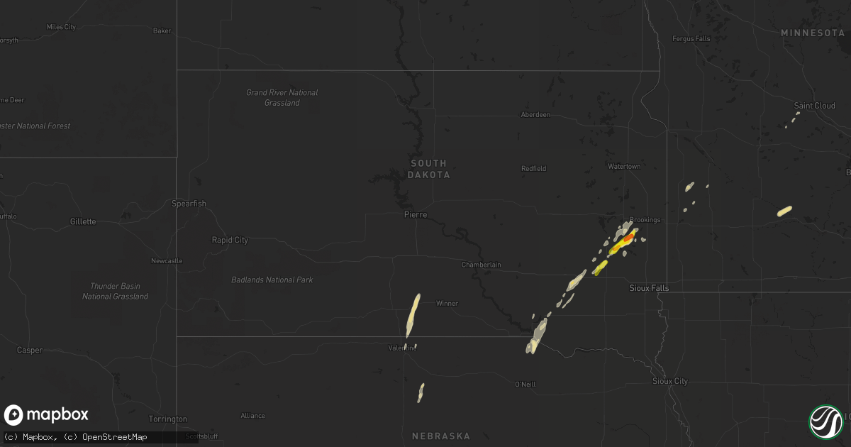 Hail map in South Dakota on September 23, 2017