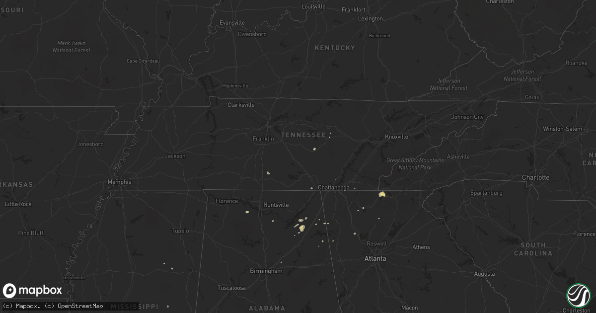 Hail map in Tennessee on September 23, 2017