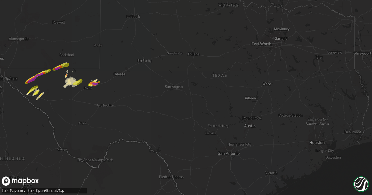 Hail map in Texas on September 23, 2017