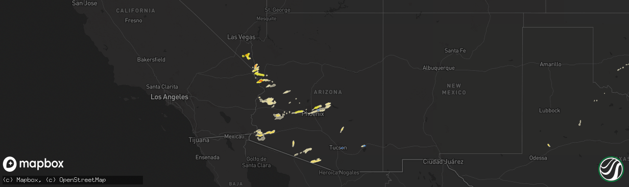 Hail map in Arizona on September 23, 2019